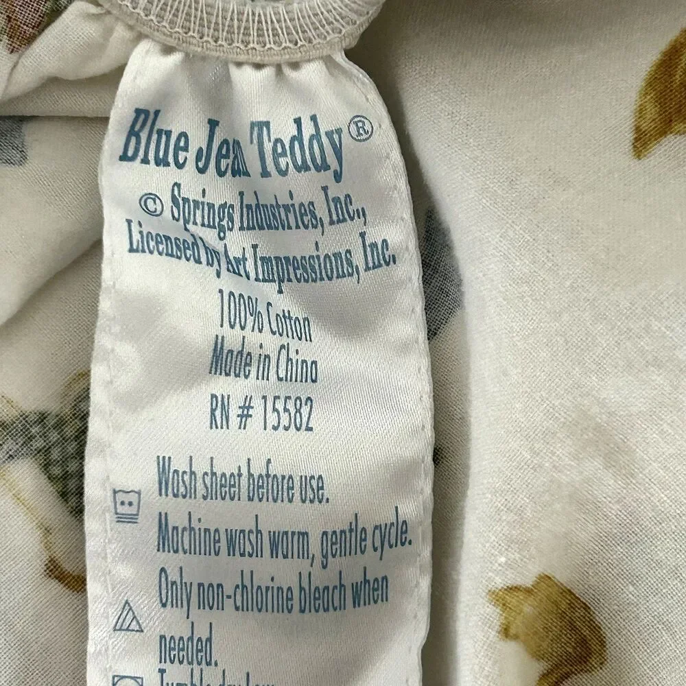 Blue Jean Teddy Bear Crib Sheet Fitted Spring Industries Duck Bunny Dog Cotton